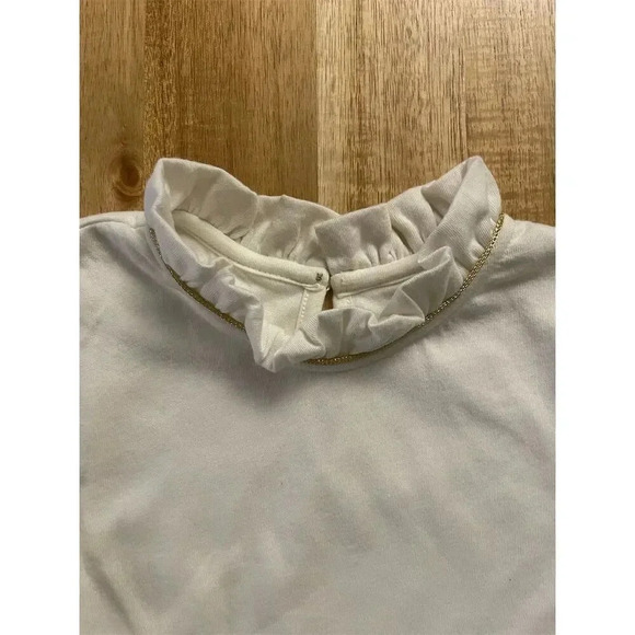 Genuine Kids Girls Ivory Ruffle Neck Long Sleeve Blouse Size 4 - Picture 3 of 6